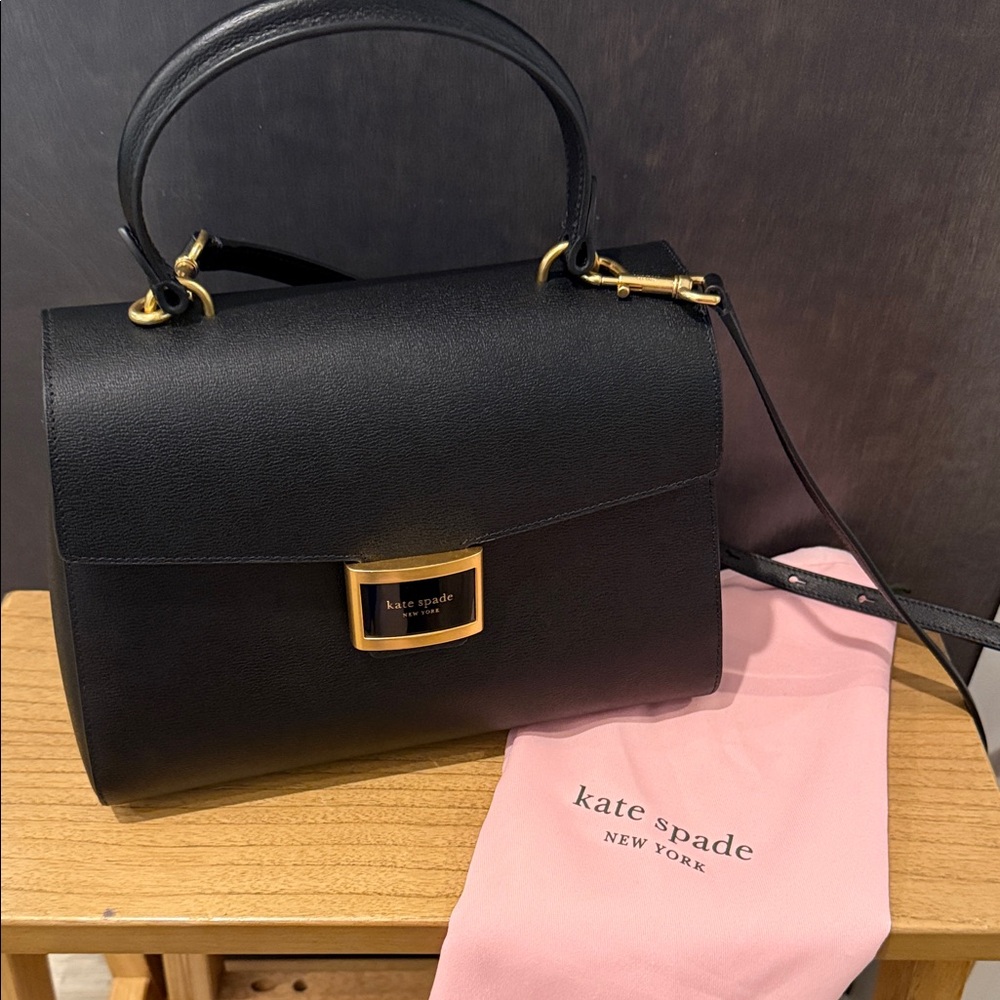 Kate Spade Black Satchel with Gold Accents